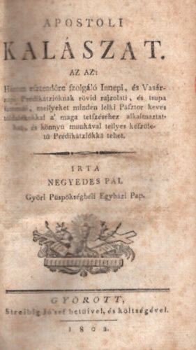 Negyedes Pl - Apostoli kalszat (1802)