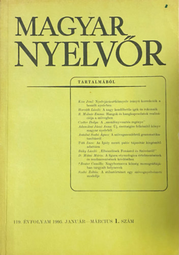 Keszler Borbla (szerk.) - Magyar Nyelvr 119. vf. 1995. 1-4. szm (teljes)