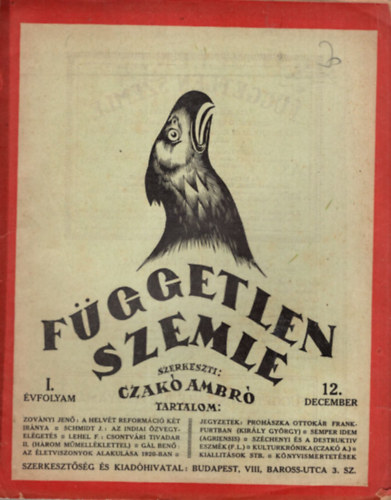 Czak Ambr (szerk.) - Fggetlen szemle I. vfolyam  12. december