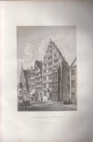 Leibnitzhaus in Hannover- Leibniz-hz, Hannover (18x28 cm lapmret eredeti aclmetszet)- vros, Nmetorszg
