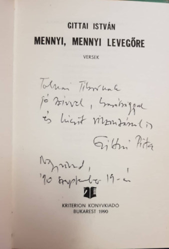 Gittai Istv�n - Mennyi, mennyi leveg�re (dedik�lt)