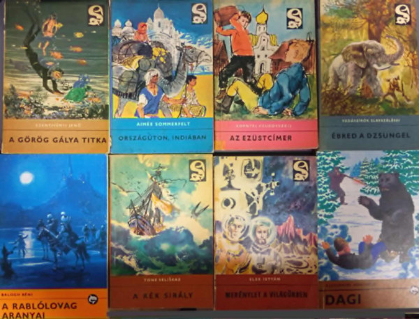 Balogh Bni, Aleksander Minkowski, Elek Istvn, Tone Seliskar, Kornyej Csukovszkij, Aime Sommerfelt, Szentivnyi Jen - Delfin knyvek knyvcsomag (8 darab) A grg glya titka; Orszgton, Indiban; Az ezstcmer; bred a dzsungel - Vadszrk elbeszlsei; A kk sirly; Mernylet a vilgrben; Dagi; A rabllovag aranyai