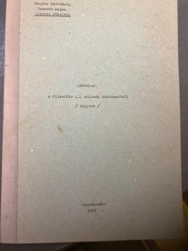 El�ad�sok a filoz�fia XX. sz�zadi t�rt�net�b�l (Jegyzet)