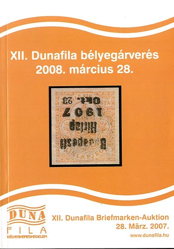 XII. Dunafila bélyegárverés  2008. március 28.
