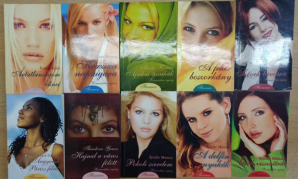 Tbb szerz - 10 db romatnikus ktet a Florence sorozatbl: rtatlansgom bnei - Korzika napsugara - Afrikai jszakk - A fehr boszorkny - Hajnal a vros fltt - Angyalok Prizs felett - Szvek tavasza - Pokoli szerelem - rk visszatrs - A