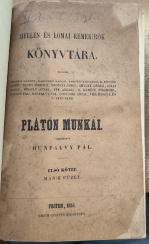 Hunfalvy Pál - Platón munkái I.