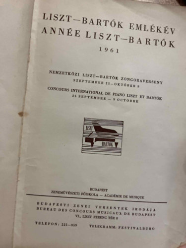 Liszt - Bart�k eml�k�v 1961. Ann�e Liszt - Bart�k