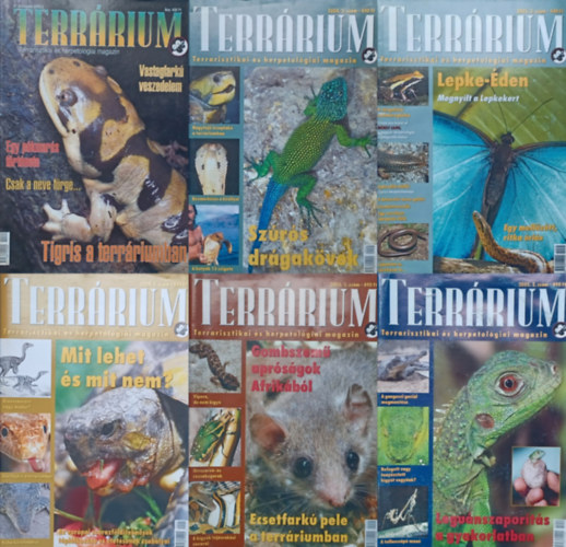 Feh�r Tam�s, Bagosi Zolt�n, Farkas Bal�zs, Juhari B�lint, G�r Andr�s, Dr. Kors�s Zolt�n, Udvari J�zsef, Nagy Zolt�n Tam�s, T�th Tam�s, Ujhelyi P�ter - 6 db Terr�rium terrarisztikai �s herpetol�giai magazin sz�rv�nysz�m: 2002/2 + 2003/3 + 2004/2 + 2005/2 + 2005/3 + 2004/5