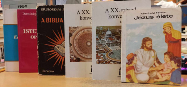 Keszthelyi Ferenc, Fernand Lelotte S. J., Dr. Sz�r�nyi Andor, Dominique Le Tourneau, Horv�th Rich�rd - 6 db vall�s, kereszt�nys�g: J�zus �lete; A XX. sz�zad konvertit�i I-II.; A Biblia vil�ga; Isten m�ve (Opus Dei); Embert�l Istenig