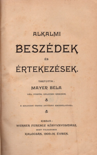 Mayer Bla - Alkalmi beszdek s rtekezsek
