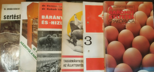 Dr. Bogenfürst Ferenc, Dr. Veress László - Dr. Kakuk Tibor, Dr. Holdas Sándor, Dr. Orbán Róbert - 6 db Állattenyésztés: A baromfi keltetés gyakorlata; Broyler-takarmányozás a Gabona Tröszt tápjaival; Takarmánykiegészítők alkalmazása az állattenyésztésben; Báránynevelés és -hízlalás; Házinyúl a nagyüzemben; Nagyüzemi sert