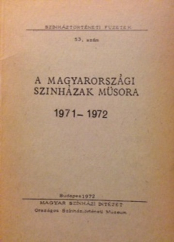 A magyarországi színházak műsora 1971-1972