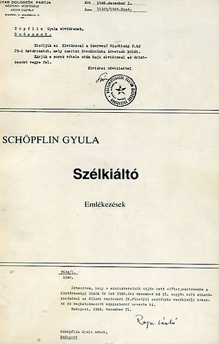 Schöpflin Gyula - Szélkiáltó