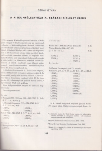 Gedai Istvn - A kiskunflegyhzi X. szzadi srlelet rmei - Klnlenyomat