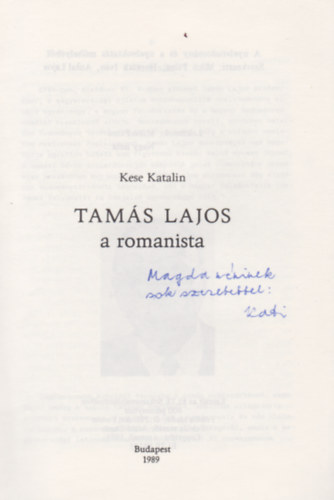 Kese Katalin - Tamás Lajos a romanista