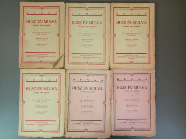 Alexandre Dumas, Szini Gyula (ford.), S. Gal Margit (ill.) - Hsz v mlva I-VI. - Francia eredetibl fordtotta Szini Gyula; Lndor Tivadar bevezetsvek; S. Gal Margit rajzaival (Gutenberg Knyvkiadvllalat Budapest)