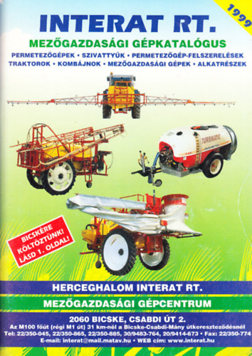 Interat Rt. mezőgazdasági gépkatalógus 1999.