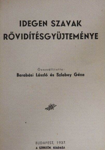 Idegen szavak rvidtsgyjtemnye