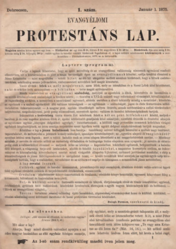 Balogh Ferenc (szerk.) - Evangyliomi protestns lap 1875. v I. flv (szerkeszti berssal)