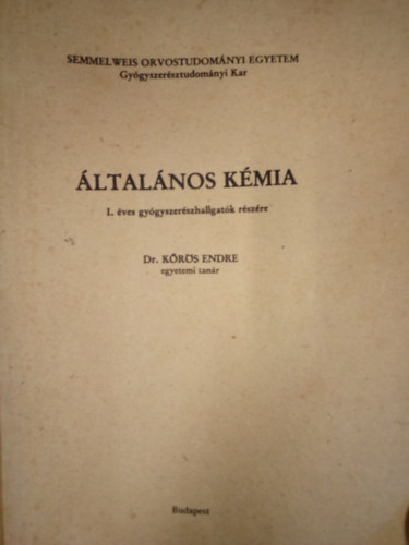 Dr. Krs Endre - ltalnos kmia