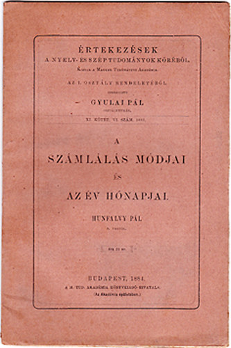 Hunfalvy Pl - A szmlls mdjai s az v hnapjai