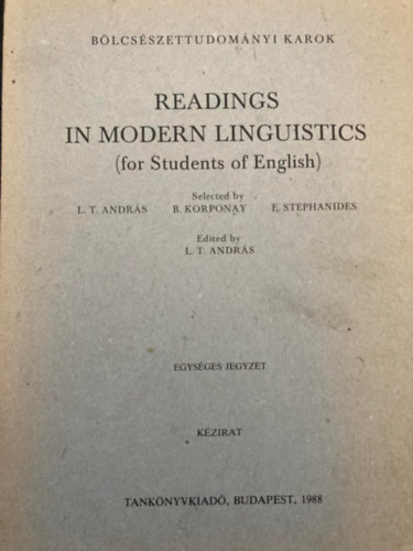 L. T. András - Readings in Modern Linguistics (for Students of English)