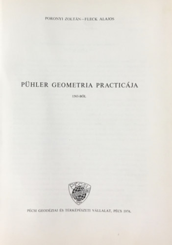 Poronyi Zoltn-Fleck Alajos - Phler geometria practicja 1563-bl