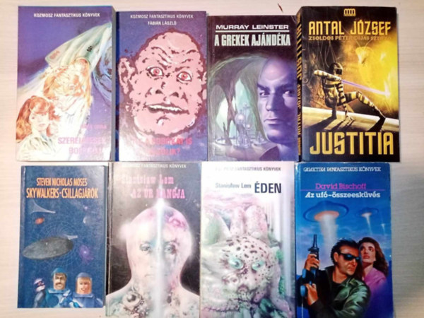 David Bischoff, Stanislaw Lem, Steven Nicholas Moses, Antal Jzsef, Murray Leinster, Fekete Gyula - (8 db) Sci-Fi knyvcsomag: Az uf-sszeeskvs / den / Az r hangja / Skywalkers - csillagjrk / Justitia / A grekek ajndka / Itt a bobkat is meglik? / Szerelmesek bolygja