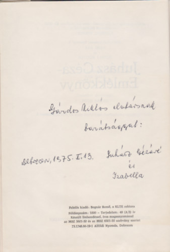 Juh�sz Izabella (szerk.) - Juh�sz G�za - Eml�kk�nyv