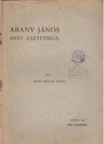 Boromisza Jenő - Arany János mint esztétikus