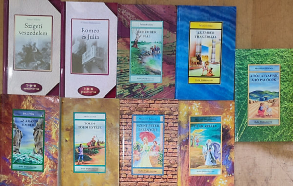 Zrínyi Miklós, William Shakespeare, Jókai Mór, Mikszáth Kálmán, Arany János, Madách Imre - 9db kötelező olvasmány - Zrínyi-Szigeti veszedelem, Shakespeare-Romeo és Júlia, Lear király, Jókai-Az arany ember, Mikszáth-Szent Péter esernyője, A tót afyafiak, A jó palócok, Arany-Toldi/Toldi estéje, Madách-Az ember tragédiája, M