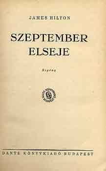 James Hilton - Szeptember elseje