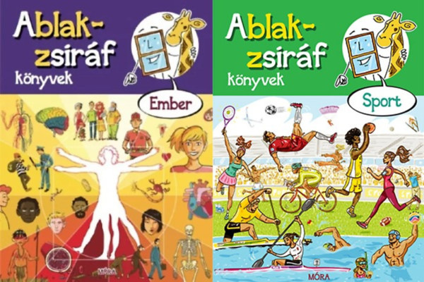Eszterg Ildik, Somlai Jnos - 2 db az Ablak-zsirf sorozatbl:  Ablak-zsirf knyvek - Sport + Ablak-zsirf knyvek - Ember