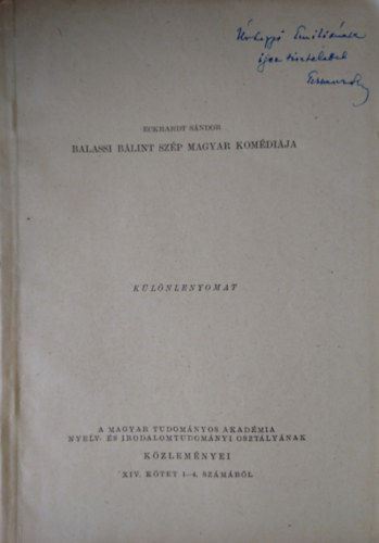 Eckhardt Sndor - Balassi Blint szp magyar komdija