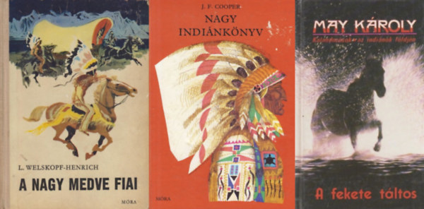 James F. Cooper, Karl May, L. Welskopf-Henrich - 3 db indinos knyv: Nagy indinknyv +  A fekete tltos + A Nagy Medve fiai