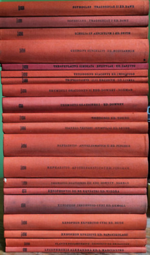 Lycophronis, Philostratos, Xenophon, Hephaestio Thebanus, Ioannes Tzetzes, Themistius, Triphiodorus, Theodosius Diaconus, Theoph�laktosz Szimokatt�sz, Georgius Syncellus, Sophocles (Szophokl�sz) - Bibliotheca Teubneriana - 9. k�nyvcsomag (20 k�tet) (g�r�g-latin nyelven)