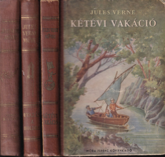 Jules Verne - 3 db. "barna gerinc�" Verne k�tet (K�t�vi vak�ci� + Utaz�s a Holdba + Nemo kapit�ny)