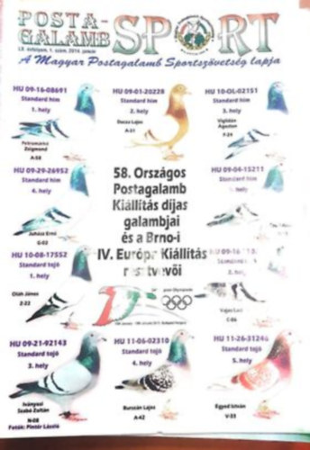 Postagalamb Sport - A magyar postagalamb sportszvetsg lapja LX. vfolyam 2014. (1-5, 7-12 + prilisi klnszm)