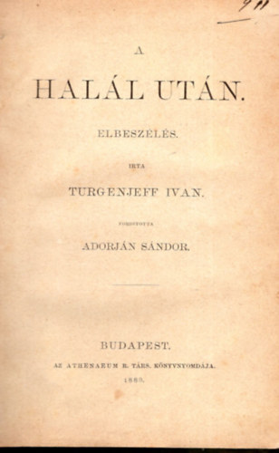 Tergenjeff Ivan, Adorjn Sndor ford. - A hall utn