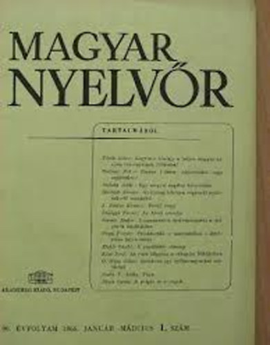Akadmiai Kiad - Magyar nyelvr - 95. vfolyam - 1971 - teljes