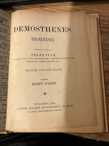 G�r�gb�l ford. T�lfy J�nos. - DEMOSTHENES besz�dei