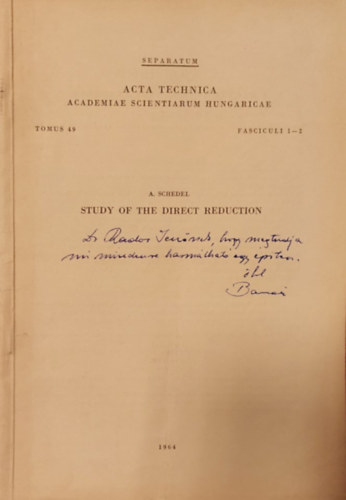 Study of the direct reduction (Klnlenyomat)