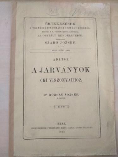 dr. R�zsay J�zsef - Adatok a j�rv�nyok oki viszonyaihoz