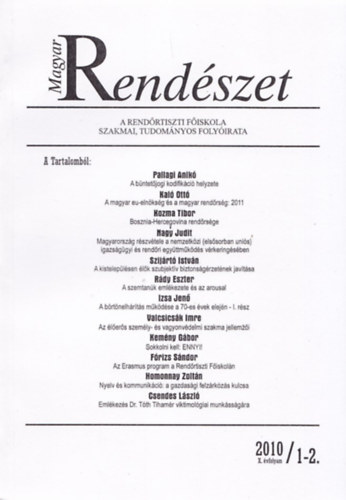 Kozma Tibor, Nagy Judit - Magyar Rendszet 2010/ X. 1-2