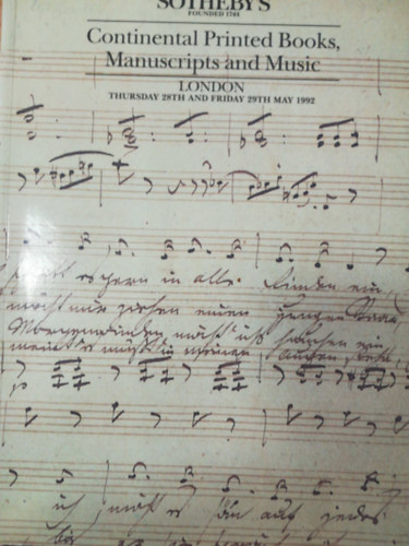 Sotheby's continental printed books, manuscripts and music 1992 may 29th