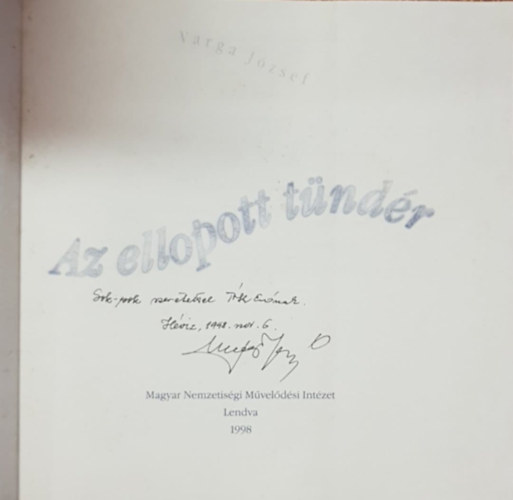 Varga Jzsef - Az ellopott tndr