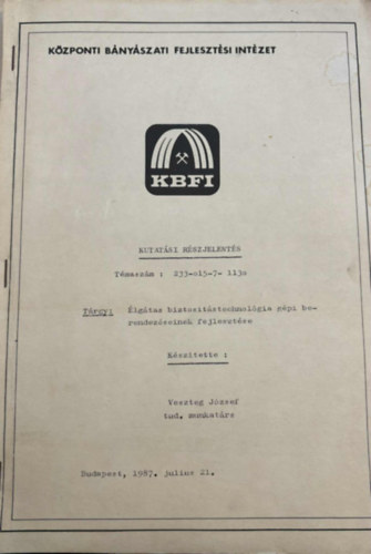 Veszteg J�zsef - �lg�tas biztosit�stechnol�gia g�pi berendez�seinek fejleszt�se