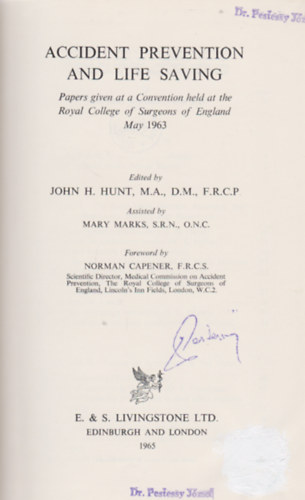 John H. Hunt (szerk.) - Accident Prevention and Life Saving