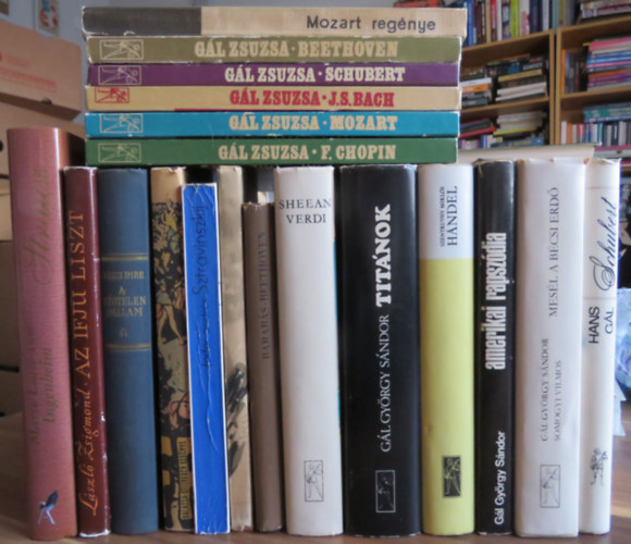 Gl Gyrgy Sndor:, Somogyi Vilmos, Hans Gl, Balassa Imre, Gl Zsuzsa, Szentkuthy Mikls, Vincent Sheean, Barabs Tibor, Fodor Andrs, Keszi Imre, Lszl Zsigmond, Marie Luise Von Ingenheim - 19 db zenei knyv - zeneszerzk lete (Gershwin, Strauss, Schubert, Mozart, Beethoven, Bach, Chopin, Hndel, Verdi, Sztravinszkij, Wagner, Offenbach)