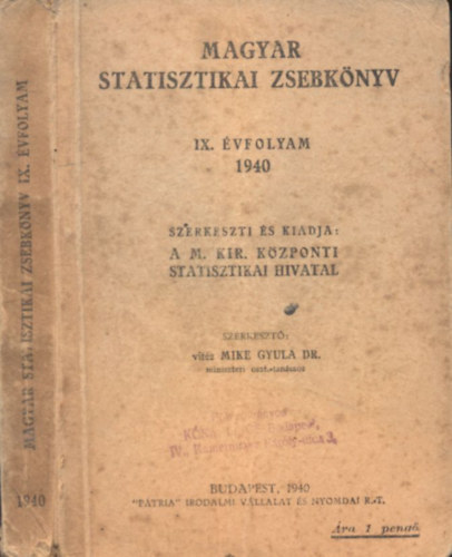 Magyar statisztikai zsebkönyv 1940